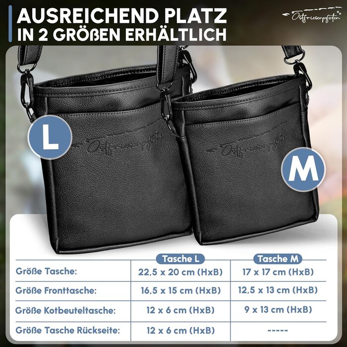 Футляр для ласощів для собак 'Frieda' з високоякісної штучної шкіри, чорний, розмір M. Зручна застібка EasyOpen на магніті, гаманчик для ласощів, сумка для прогулянок з собакою.