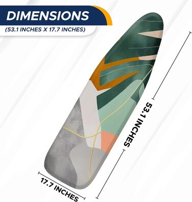 EcoNour Ironing Board Cover, 5-layer, 125 x 45 cm, heat-reflective coating, resistant to stains and burns, top made of 100% cotton, XL size for measurements with a 2.5 mm Blue