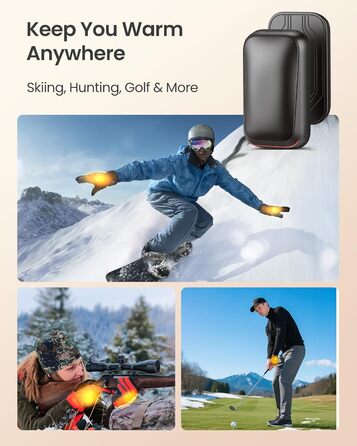 Електричний грілка для рук Gaiatop 2 шт. з магнітом, USB, багаторазовий, швидкий нагрів, 3 рівні, компактний, подарунок для чоловіків та жінок, чорний