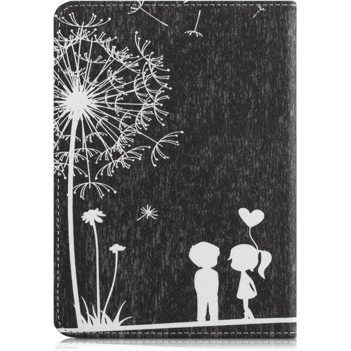 Чохол-книжка kwmobile для Tolino Shine 2 HD - Чохол для електронного читача з квітковим принтом (підтюльник) білий/чорний