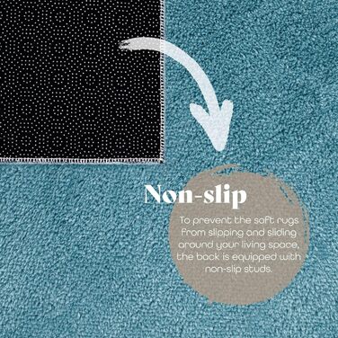 Килимок для вітальні TT Home Kurzflor: короткий ворс, антиковзаюча підкладка, однотонний, сучасний, машинне прання, світло-блакитний, 200x200 см