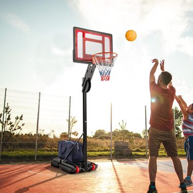 COSTWAY Adjustable Height Basketball Stand - Outdoor Basketball Hoop with Stand & Wheels, Weighted Base, Mobile Basketball System for Kids & Teens - Includes Ball & Pump
