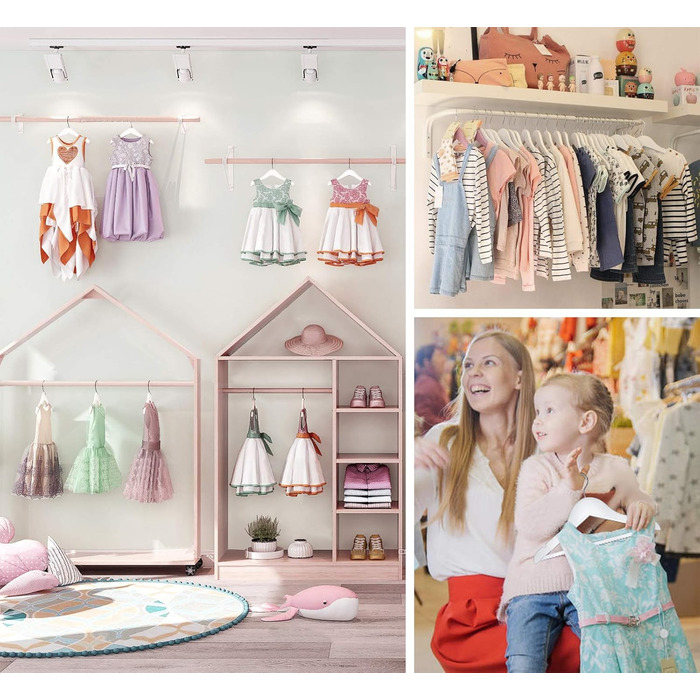 Дерев'яні вішалки для дитячого одягу Homewit, 24 шт. з вирізами для спідниць та штанів, 360° обертання, для дівчаток та хлопчиків, білі, 30 см