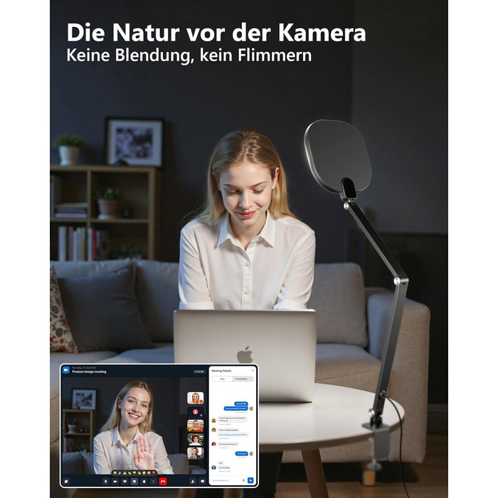 Світлодіодна лампа настільна з регулюванням яскравості, захистом для очей, 3 режими кольору, сенсорне керування, пам'ять, 15W, поворотний кріплення, чорний колір, 1 шт.