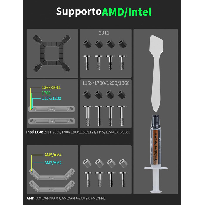 upHere Кулер для CPU з ARGB підсвічуванням, 4 теплові трубки, 120мм вентилятор, сумісний з AMD AM4 AM5/Intel 2011/2066, ПК кулер up1KC4