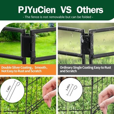 Металевий вольєр для собак PJYuCien, 8 панелей, 61 см, для дому, з підлогою, складний, для цуценят, чорний