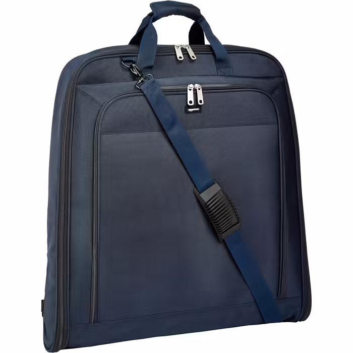 Amazon Basics Premium Garment Bag (1.32m, Navy Blue)