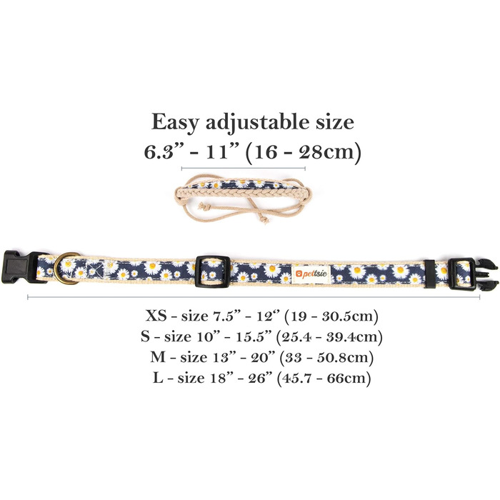 Pettsie Dog Collar with Bandana Cloth and Friendship Bracelet, Adjustable Sizes S, M, and L, Strong and Durable, Great Gift for Dog Lovers in Attractive Packaging, M, Pink (L (18.0 - 26.0 inches), Dark Blue)