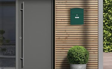 Поштовий ящик ARREGUI Compact E5731 сталевий (білий/зелений), розмір S (DIN A5), настінний, водонепроникний, з табличкою для імені, 2 ключі, легкий монтаж