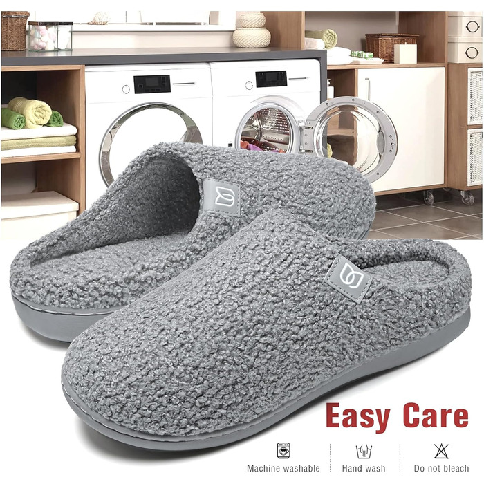 Жіночі халапи WateLves з меморі-піною, теплі, з штучного хутра, неслизькі, для дому та вулиці, сірі, 38/39 EU