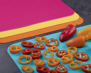 Набір килимків для обрізання Dexas, 4 шт., 14 x 20 см, антиковзаючі, для кухні, сірі, червоні, білі, зелені