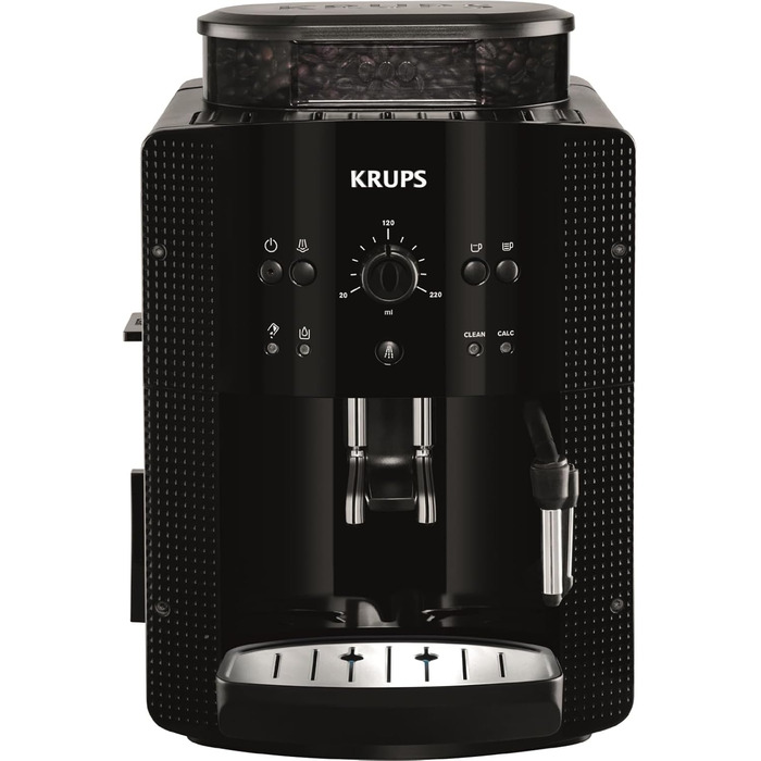 Krups Arabica Picto Fully Automatic Coffee Machine, Milk Frother, 2-Cup Function, Rotary Control, Easy Cleaning, Coffee Machine, Black, EA810870 Black Single