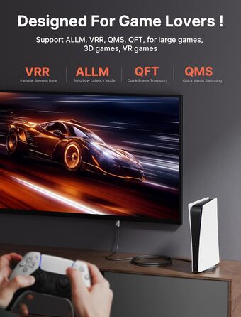 Кабель HDMI 2.1 JSAUX 8K Ultra High Speed (5м, 2 шт.) - 8K@60Hz, 4K@120Hz, eARC, HDR10, HDCP 2.2/2.3, для PS5/PS4/X-Box/UHDTV