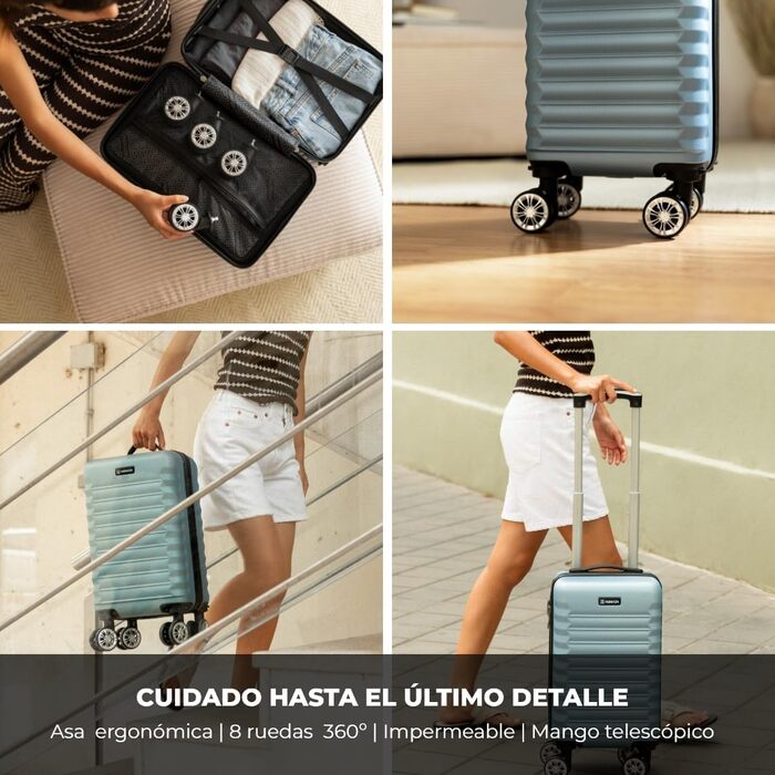 Чемодан ручної поклажі NUMADA Upfly 40x25x20 см (20 л) - ABS, знімні колеса, блакитний