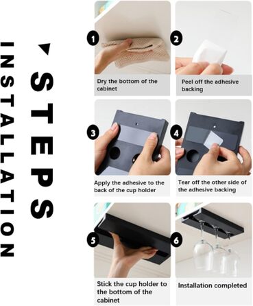 Кріплення для келихів на шийку, 2 шт., чорний колір. Підвісні тримачі для келихів без свердління, для бару, кухні, шафи.