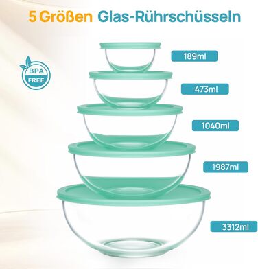 Набір контейнерів для їжі Vtopmart (15 шт.) з кришкою, скляні, для зберігання, мікрохвильова піч, морозильник, посудомийна машина