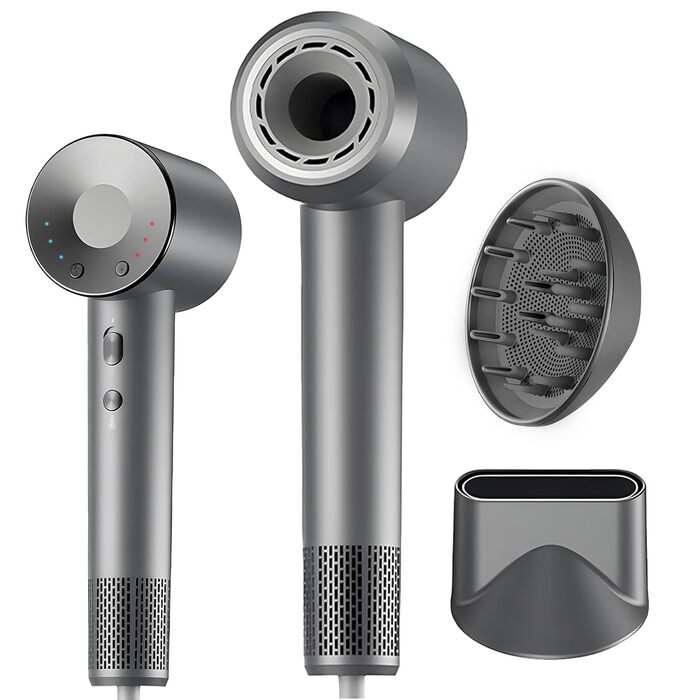 Іонізатор для волосся 160 000 іонів/хв, 500 млн негативних іонів, 55 дБ – професійний фен з насадкою-дифузором та магнітною насадкою, швидка сушка з холодною струєю