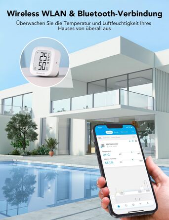 GoveeLife Wi-Fi Hygrometer Thermometer, Digital Indoor Temperature and Humidity Meter with App Notifications, Alarm & Data Storage, Remote Control Suitable for Bedrooms, Wine Cellars