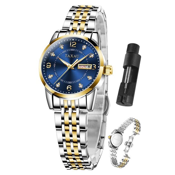 Жіночий годинник з арабськими цифрами, маленьке циферблат, Easy Read, дата, водостійкий, з нержавіючої сталі, Reloj para Mujer (8102g)