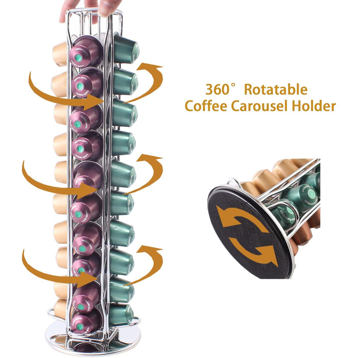 Тримач для капсул Nespresso Sevenline, органайзер на 40 капсул, срібляний