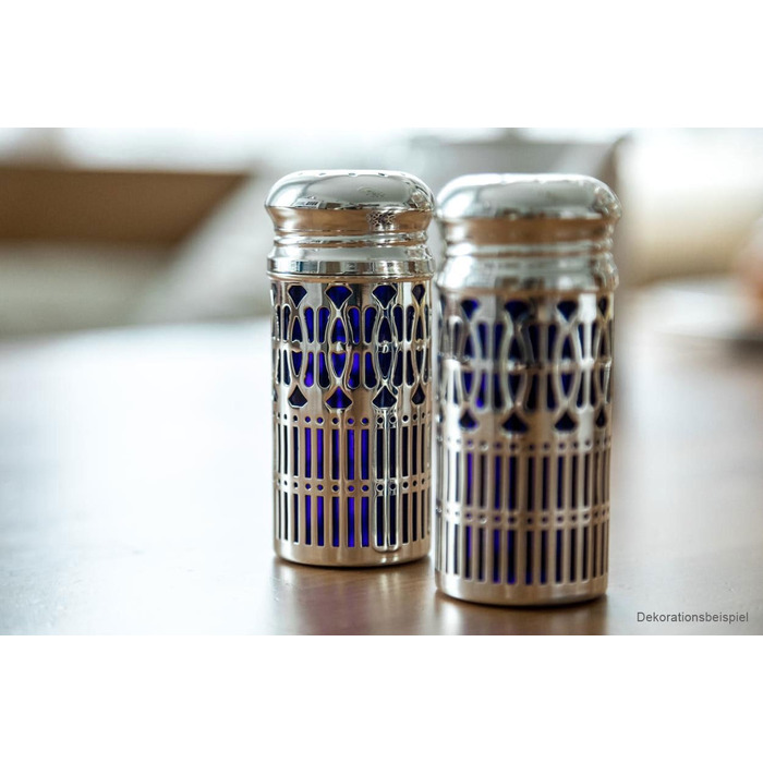 Brillibrum Design Salt and Pepper Shakers Silvered Metal Spice Shakers Fine Salt Shaker Silver Shakers 2-Piece Set (Variant 3: 9 x 4 cm (H x Ø))