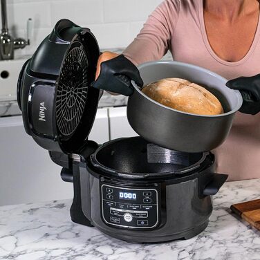 Ninja Foodi MINI Multi-Cooker, 4.7L, 6-in-1 Multi-Cooker, Pressure Cooker, Air Fryer, Slow Cooker, 1460W, Grey/Black OP100EU