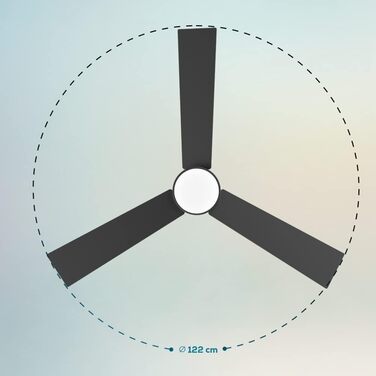 Стельовий вентилятор Cecotec EnergySilence Aero 4850 з підсвіткою, 48 дюймів, 3 лопаті, пульт, DC-мотор, 6 швидкостей, режим зима/літо, чорний