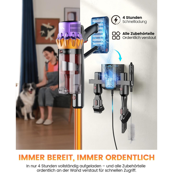 Бездротовий акумуляторний пилосос AlloyMove A05: 50000Pa, 550W, 80 хвилин, LED-дисплей, антизаплутана щітка, 7-ступенева фільтрація, для тварин, твердих поверхонь та килимів