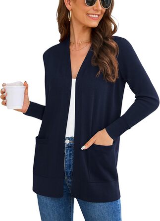 Жіночий кардиган-світер з довгим рукавом, м'який в'язаний жилет з кишенями (S-3X)