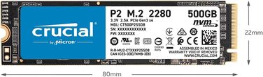 SSD Crucial P2 2TB M.2 PCIe Gen3 NVMe - внутрішній накопичувач, 2400 МБ/с