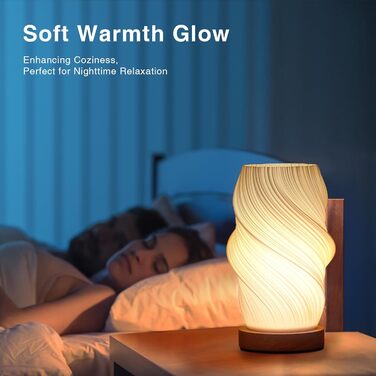 Стійлова лампа Dawnwake для спальні та вітальні, дерев'яний цоколь, LED-освітлення