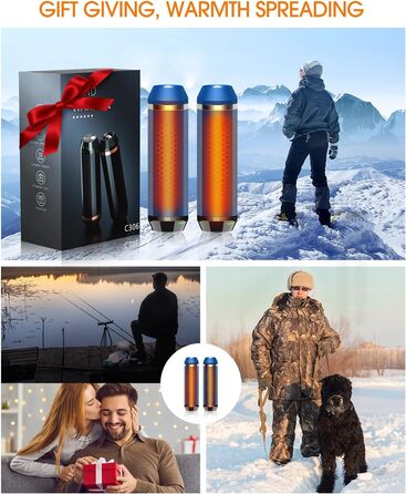 Електричний нагрівач для рук SUPPOU 2 шт. 5000mAh з LED-ліхтариком, акумуляторний, для спорту та відпочинку на природі (блакитний)