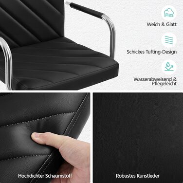 Барні стільці Yaheetech 2 шт., регульована висота, оббивка з екошкіри, поворотні на 360°, кухонні, з підлокітниками, білий (чорний)