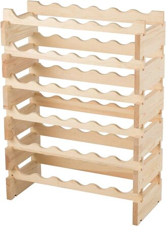 COSTWAY Wooden Wine Rack, Stackable, Bottle Rack for 36 Bottles, Wine Stand with 6 Levels, Wooden Shelf, Bottle Holder for Kitchen, Dining Room, Bar, Cellar, 63 x 28 x 85 cm