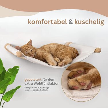 AZANO® Cat Wall | Cat Hammock XL [Extra Stable and Large] with Cat Ladder for the Wall | Cat Ladder with Sleeping Place | Climbing Cat Bed made of Natural Wood | 3-Piece (with Scratching Posts)