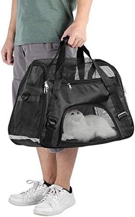 Транспортна сумка для собак і котів, складна переноска для тварин, чорна (L)