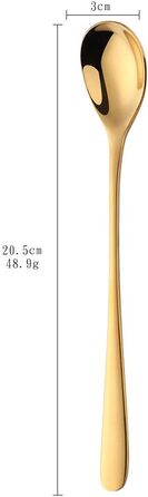 Набір довгих ложок для лате макіато та десертів BISDARUN, нержавіюча сталь 304, 20.5 см, 8 шт, золотисті