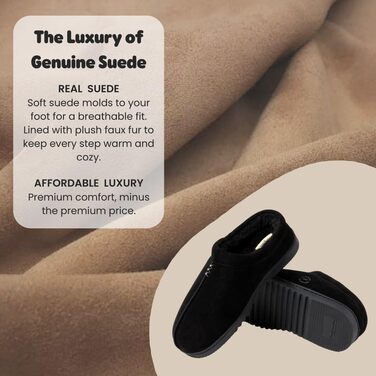 Чоловічі тапочки-клоги Dearfoams з замші для дому та вулиці, розмір 40.5 EU, чорні