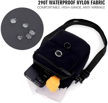 Сумка для собак COOWONE Leckerli-Tasche, чорна, водонепроникна, з тримачем для відходів, регульований плечовий ремінь, для дресирування, прогулянок