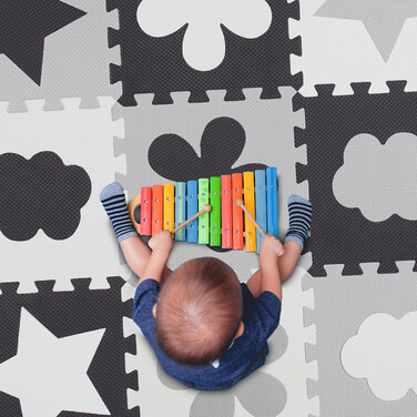 Relaxdays 34-piece puzzle playmat with border and motifs