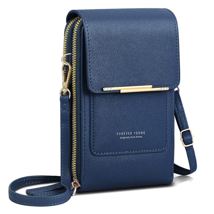 Жіноча сумка-клатч через плече Navy Blue: PU шкіряна кросбоді сумка для телефону з картками та гаманцем