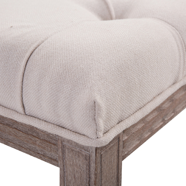HOMCOM Upholstered Bench, Ottoman, Lounge Bench, Vintage Retro with Buttons, Linen, Wood, Beige, 142x47x51cm for Living Room & Hallway