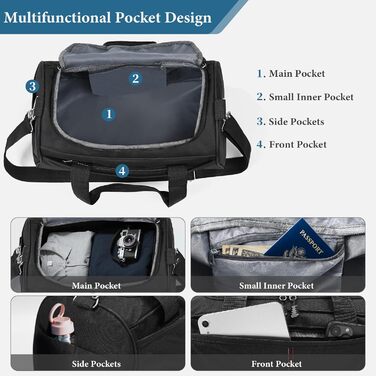 Органайзер для валізи 12 шт. - комплект водонепроникних пакувальних кубиків, органайзер для подорожей, сімейних поїздок, зберігання вдома (Чорний 1x косметичка + 1x 20л спортивна сумка)