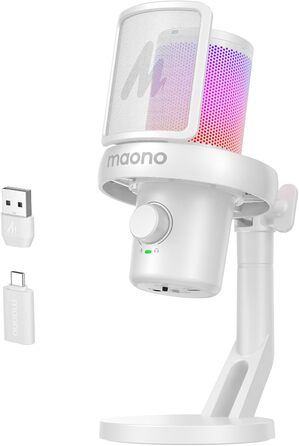 MAONO DM40 Бездротовий мікрофон для ПК з RGB підсвічуванням та ШІ-зміною голосу, 3-рівнева шумозаглушення, для геймінгу, подкастингу та стрімінгу