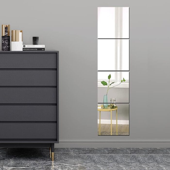 Акрилові дзеркала наклейки на стіну, 35 x 35 см, 4 шт., Плексиглас, Небитливі, Самоклеючі, для монтажу на стіну, Великі, для домашніх тренувань, фітнес-залу, оздоблення плитки