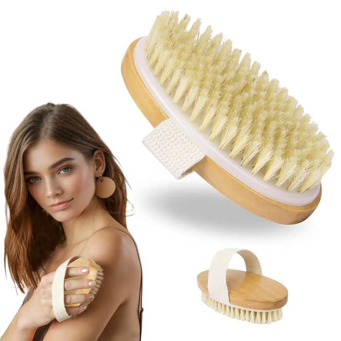 Масажна щітка для спини URAQT з натуральної щетини, 2 шт. - для пілінгу, масажу, покращення кровообігу та зменшення целюліту