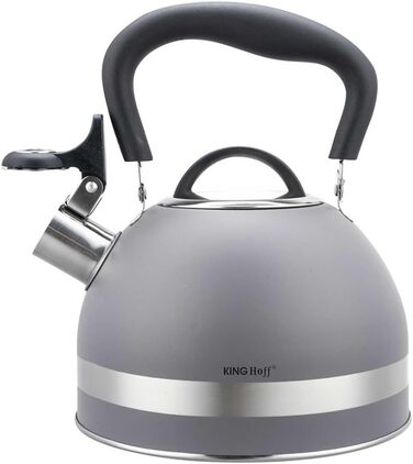 Чайник Kinghoff 1.8L з нержавіючої сталі з свистком, Induktion, сірий матовий, KH-1851