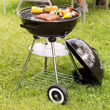 tectake 3in1 Barbecue Grill Cart Smoker, Smoker Grill with Thermometer, Adjustable Air Vent, Steaming, Charcoal Grill with Charcoal Tray and Ash Grid (BBQ Grill)
