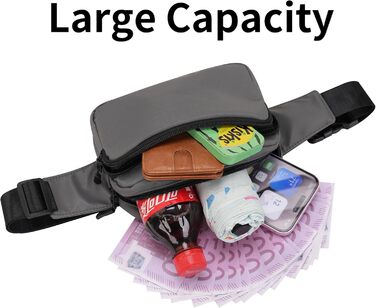 Гірчатка на пояс, сумка на стегно, унісекс, сіра - для подорожей, прогулянок, собак та повсякденного використання