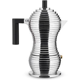Кавомашина Alessi Pulcina, алюміній, 3 чашки, чорна, 12 x 23 x 12 см